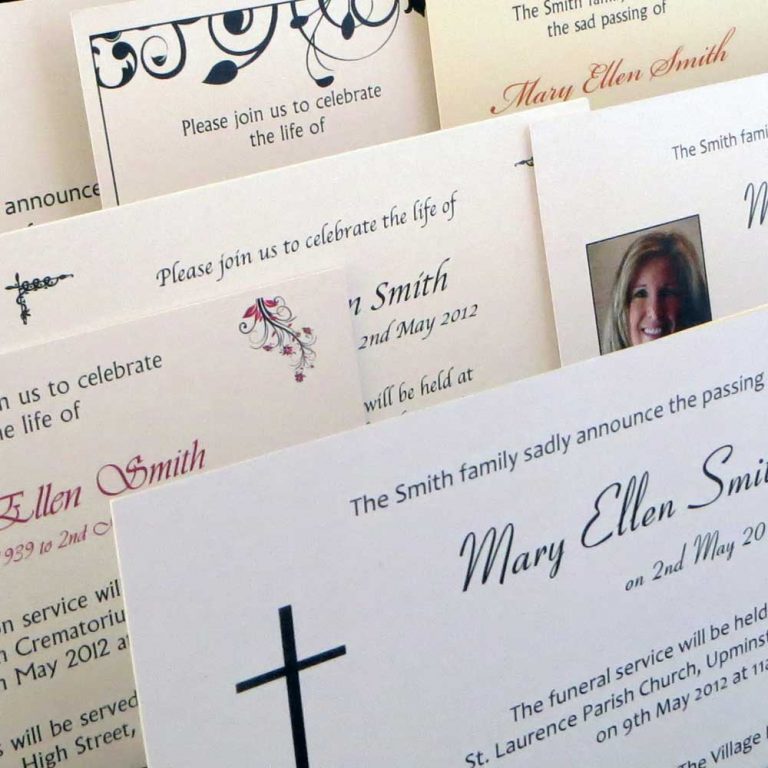 10 Funeral Announcement Cards Classic Design IJC Your Print on Demand