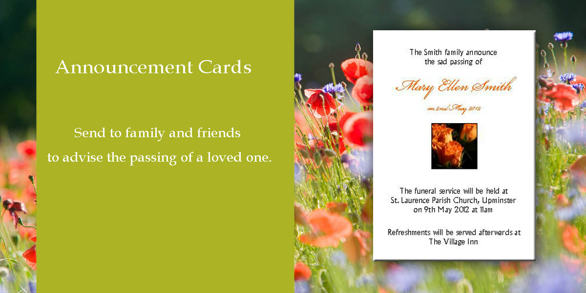 Funeral Announcement Cards