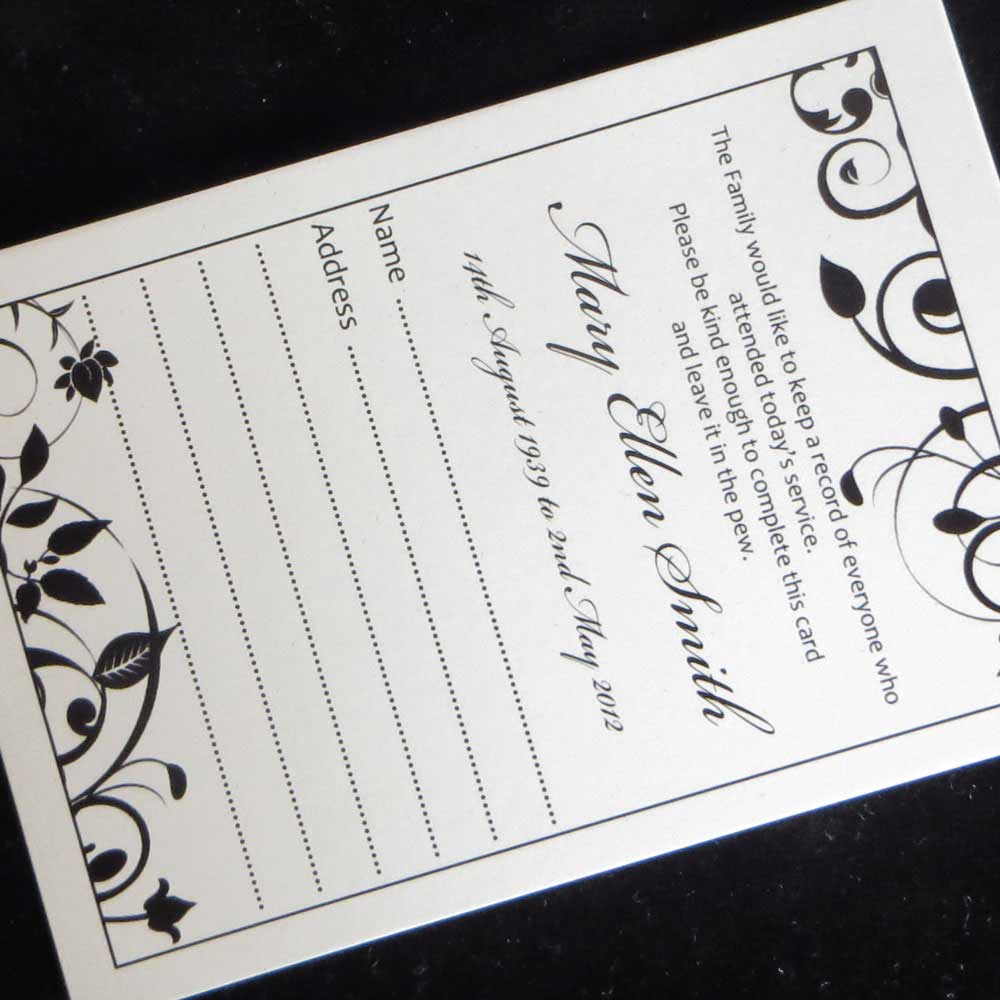 Funeral Attendance Cards