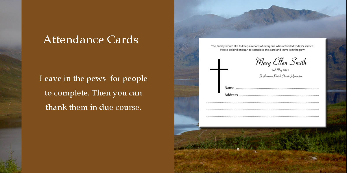 Funeral attendance cards