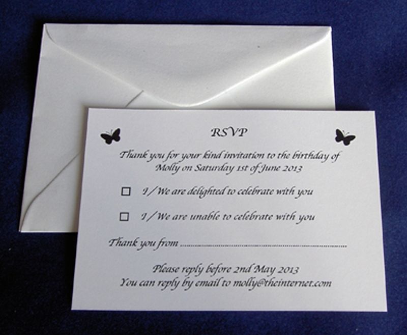 Personalised Baptism Christening Birthday RSVP Cards & Address Printed