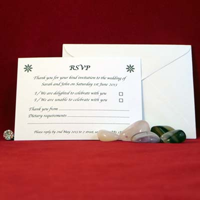 Personalised rsvp cards dietary requirements pre printed envelopes any