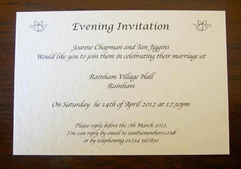 Personalised Wedding Day Evening Reception Invitations Invites Cards ...