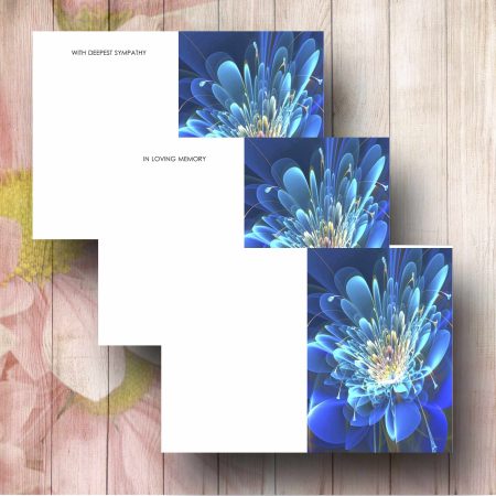 Stylised Blue Flower Design Modern Funeral Florist Message Card