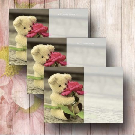 Teddy With Rose Funeral Florist Message Card