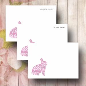 Pink Heart Rabbit Floral Message Card