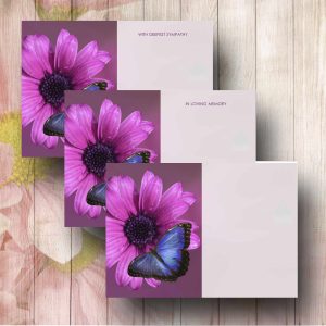 Blue Butterfly Funeral Florist Message Card