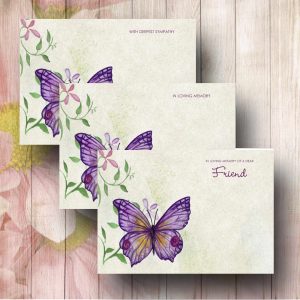 Butterfly Water Colour Funeral Florist Message Card