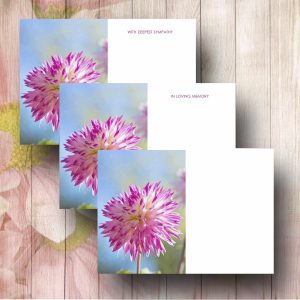 Pink Tipped Flower Funeral Flower Message Cards