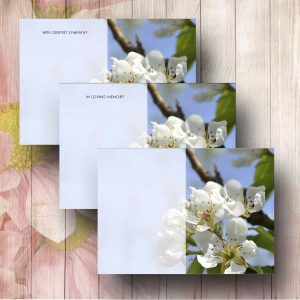 White Blossom Funeral Flower Message Cards