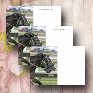 Race Horses Funerl Flower Message Card