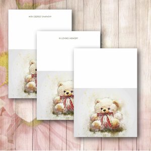 Red Ribbon Teddy Florist Funeral Card