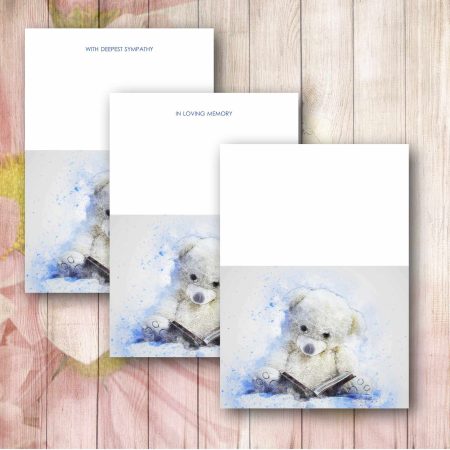 Blue Impression Teddy Florist Funeral Card