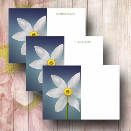 Narcissus Flowers on Blue Background Florsit Card