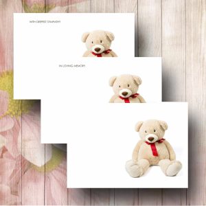 White Teddy Funeral Florist Message Card