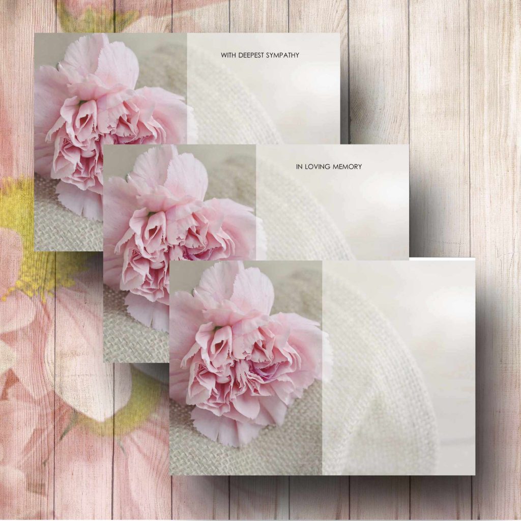 Delicate Pink Carnation Florist Funeral Cards Large Size