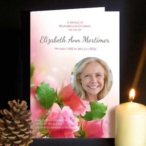 Funeral Order of Service Pink Roses Design