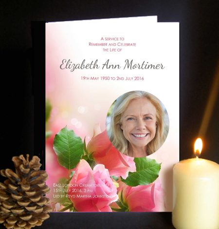 Funeral Order of Service Pink Roses Design