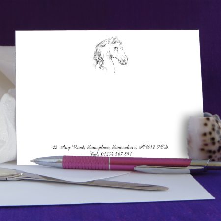 Personalised Correspondence Cards Horse Design 1 on White Card.