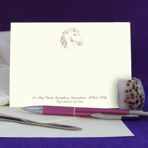 Personalised Correspondence Cards Horse Design 1 on Ivory Card.