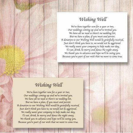 Plain Wedding Gift Poem Cards