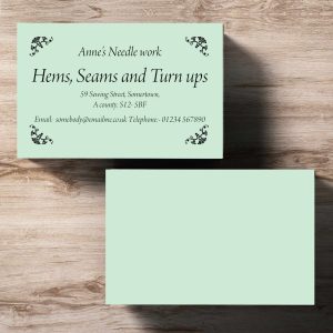 Thistle Design Crafters Business Card green single sided