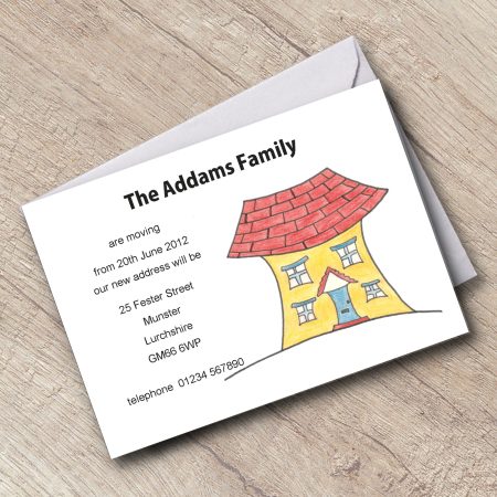 New Address Cards Personalised Are Moving Cartoon house