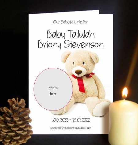 Funeral order of service Cuddly Teddy Design