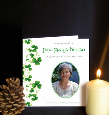 Funeral order of Service Shamrock Clover Design